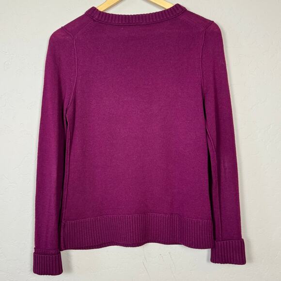 Tory Burch Women's Size Small Wool Cashmere Deep Fuchsia Sweater Embellished - Picture 2 of 12
